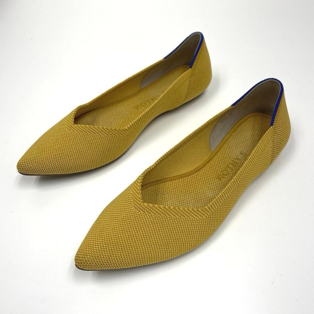 Rothy’s The Point Pointed Toe Ballet Flats Marigold Knit Machine Washable - W8
